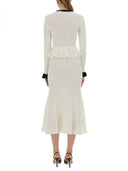 Vestido de midi de punto perforado de autorretrato