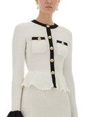 Vestido de midi de punto perforado de autorretrato