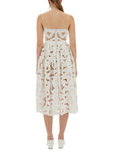 Robe midi brodée à autoportrait avec arc