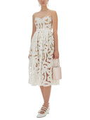 Robe midi brodée à autoportrait avec arc