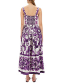 Dolce & Gabbana Poplin Long Dress With Majolica Print