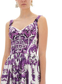 Dolce & Gabbana Poplin Long Dress With Majolica Print