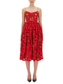 Vestido midi bordado de autorretrato con arco