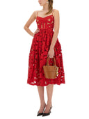 Vestido midi bordado de autorretrato con arco