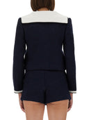 Chaqueta de boucle de autorretrato con escote contrastante