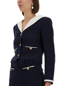 Chaqueta de boucle de autorretrato con escote contrastante