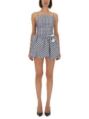 Tafetán a cuadros de autorretrato mini vestido