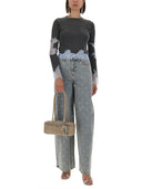 Jeans de autorretrato con rehinestone arcos