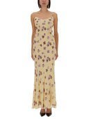 Robe longue autoportrait avec motif floral