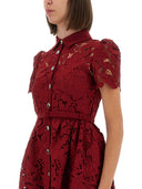 Mini vestido de encaje de autorretrato con cuello