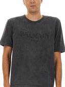 Balmain T -Shirt mit Logo -Stickerei