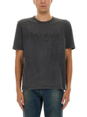 Balmain T -Shirt mit Logo -Stickerei