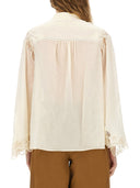 Chloé Fluid Silk Georgette And Lace Blouse