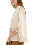 Chloé Fluid Silk Georgette And Lace Blouse
