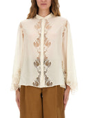 Chloé Fluid Silk Georgette And Lace Blouse