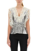 Rabanne Lace and Sequin Top