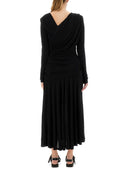 Vestido midi reunido Ganni