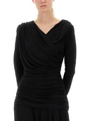 Vestido midi reunido Ganni