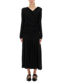 Vestido midi reunido Ganni