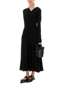 Vestido midi reunido Ganni