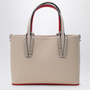 Christian Louboutin Cabata Ivory Leather Mini Tote Bag With Spikes