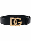 Skórzany pasek Dolce & Gabbana z klamrą logo DG