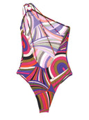 Pucci Iris Print One Shoulder badedragt
