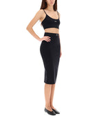 Off White Midi Skirt With Logo