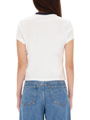 Off White T Shirt With Embroidered Logo