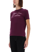 Versace Jeans Couture T Shirt With Logo And Rhinestones
