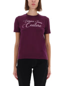 Versace Jeans Couture T Shirt With Logo And Rhinestones