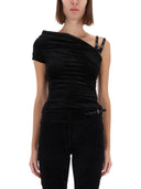 Versace Jeans Couture One Shoulder Top With "Baroque" Buckle