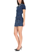 Self Portrait "Denim Crystal" Mini Dress