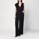 Victoria Beckham tuta nera con cintura di miscela viscosa