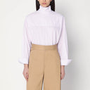 Victoria Beckham liliowa/biała koszula w paski w bawełnie organicznej