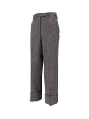 Thom Browne High Waisted Wide Leg Trouser In Solid Donegal Tweed