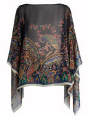 Etro Paisley Print Silk Poncho Top