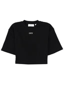 Off White Cropped T Shirt With Logo