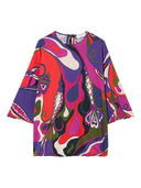 Pucci Cape-Bluse mit Orchideen-Print