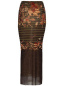 Jean Paul Gaultier Long Skirt With "Mariniere Grape" Print