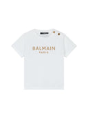 Balmain-T-Shirt mit Logo und Knöpfen