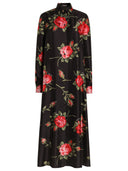 Dolce & Gabbana Rose Bouquet Print Twill Long Dress