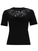Nina Ricci T Shirt With Bow And Lace Inserts