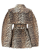 Ganni – Kurzer Trenchcoat mit Leopardenmuster