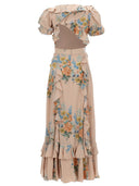 Alexander Mc Queen Floral Print Ruched Silk Dress