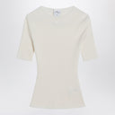 Courrèges White Ribbed Sweater In Cotton And Wool