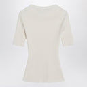 Courrèges White Ribbed Sweater In Cotton And Wool