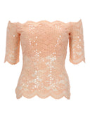 Top Rabanne In Pizzo Con Paillettes