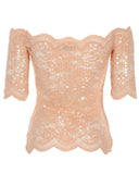 Top Rabanne In Pizzo Con Paillettes