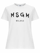 Msgm T Shirt Con Logo Pennellato